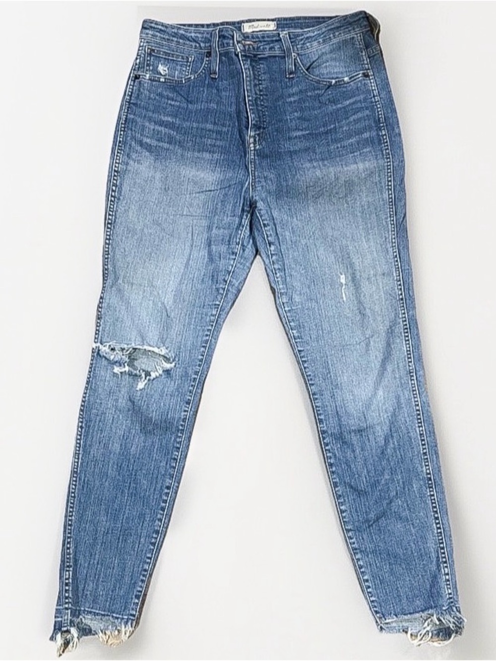 Madewell Curvy High Rise Skinny Jeans Medium Wash Women's Size 31 Distressed